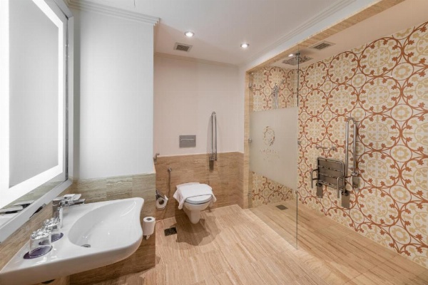 Designer tiles and shower at Anjum Hotel Makkah