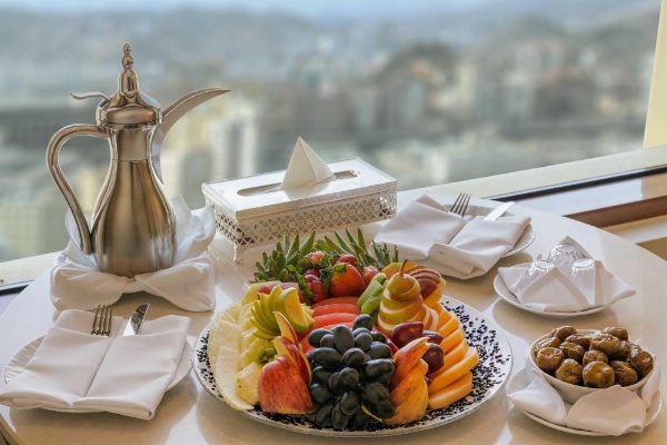 Compact dining setup in suite at Anjum Makkah